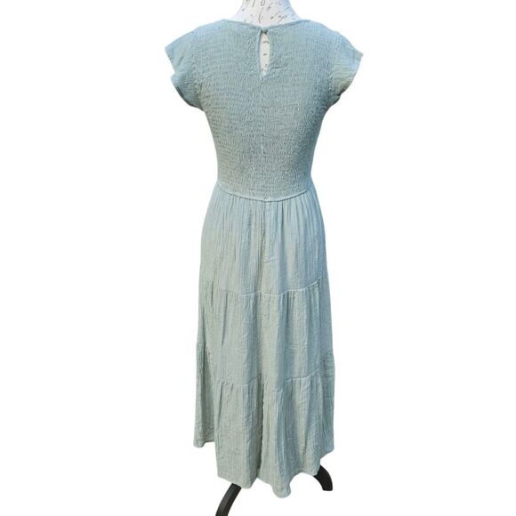 Anthropologie By The River Sage Smocked Tiered Midi Dress Small - Picture 4 of 8